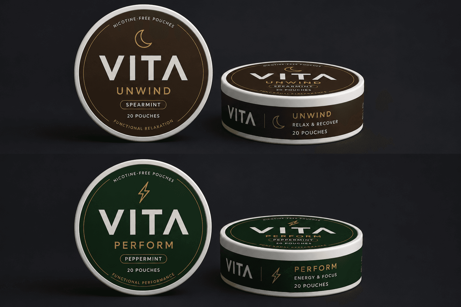 Updated VITA Perform and VITA Unwind pouch can designs